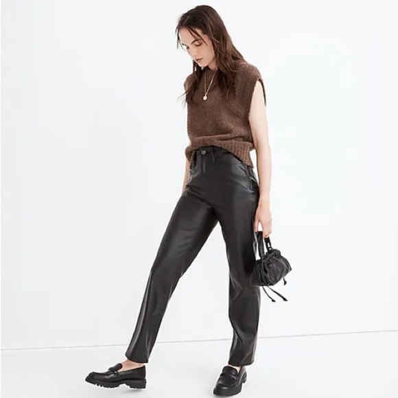 MADEWELL Perfect Vintage Straight Jean: Faux Leather Edition NWT Size 27 Tall - Picture 1 of 11